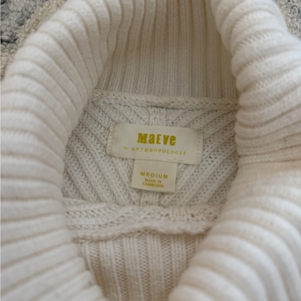 Anthropologie Maeve Ivory cream Cropped Turtleneck Sweater size Medium - Picture 4 of 4